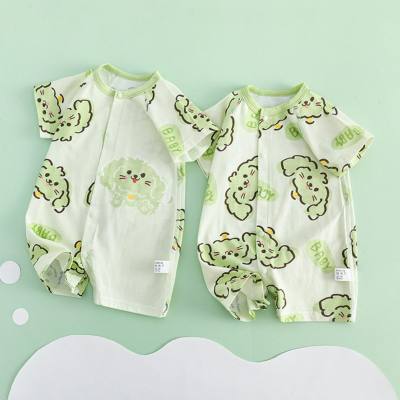 Summer thin crawling clothes pure cotton baby jumpsuit newborn pajamas breathable boneless air-conditioning clothes short-sleeved romper