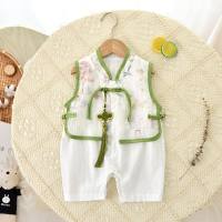 Baby Sommerkleidung ärmelloser Strampler süßes Baby einjähriges Kleid Jungen und Mädchen Kleinkind Frühlings- und Sommerweste  Grün