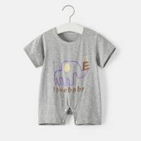 Combinaison d'été fine à manches courtes pour bébé, pyjama mignon de dessin animé pour bébé masculin et féminin  gris