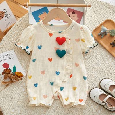 Baby summer outing clothes three-dimensional love-shaped short-sleeved cute, comfortable and breathable baby girl onesie