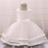 ins dress infant child dress baby princess dress bow baby one-year-old girl dress  White