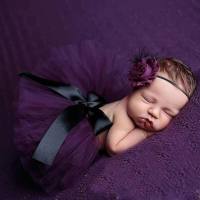 Handmade skirt, girls photography clothing, baby photography tutu skirt, headband  Purple