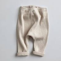 Pantalones infantiles de nuevo estilo para niños y niñas, primavera y otoño, mallas elásticas roscadas simples y versátiles  Beige