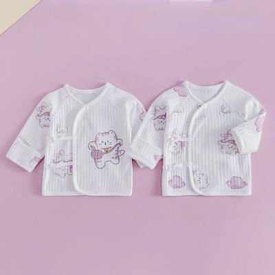 Newborn baby half back clothes four seasons long sleeve newborn baby tops double layer belly protection pure cotton clothes