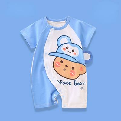 Baby clothes summer pure cotton short-sleeved thin boys and girls baby jumpsuit summer clothes newborn baby romper crawling clothes pajamas