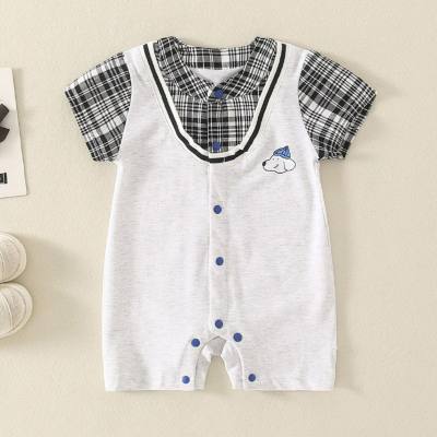 Baby clothes summer thin cotton baby boy short-sleeved onesie bear romper crawling clothes