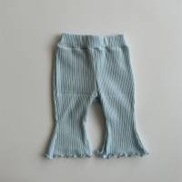 Pantalones de verano para bebé, versión coreana ins, pantalones finos elásticos de nueve puntos de color sólido para niña, pantalones acampanados versátiles  Azul