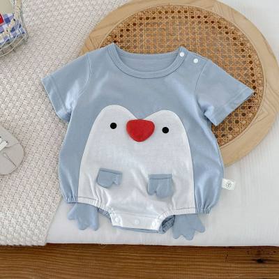 Mono de pingüino para bebé, ropa de verano Huzhou Zhili para niños, niños y niñas, bebé súper lindo