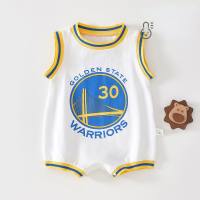 Baby jumpsuit summer clothes pure cotton baby sleeveless vest thin basketball clothes newborn sportswear summer crawling clothes  White