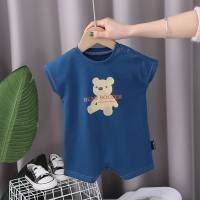 Cute Bear Print Baby Bodysuit  Blue