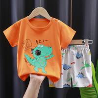 Children's short-sleeved suit summer T-shirt boy pure cotton girl summer shorts baby clothes  Multicolor