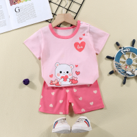 New summer children's short-sleeved T-shirt suit infant baby short-sleeved shorts two-piece suit  Multicolor