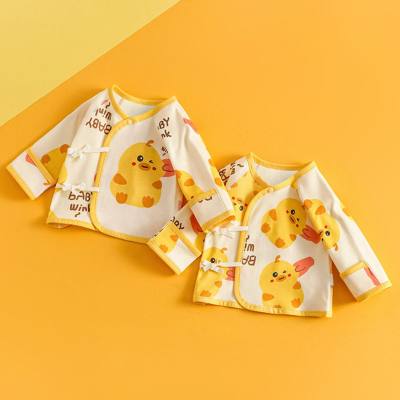 Baby clothes baby double layer belly protection half back clothes baby pajamas pure cotton four seasons tops newborn clothes