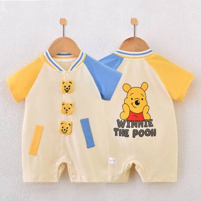 Newborn baby jumpsuit thin short-sleeved romper baby clothes newborn baby crawling clothes outer wear summer pajamas