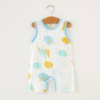 Baby jumpsuit summer pure cotton thin a type baby newborn baby fart clothes sleeveless romper  Multicolor