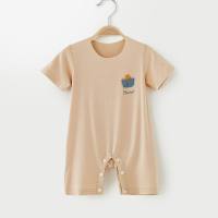 Baby jumpsuit summer thin modal baby short-sleeved romper air-conditioned clothing newborn clothes summer pajamas  Coffee