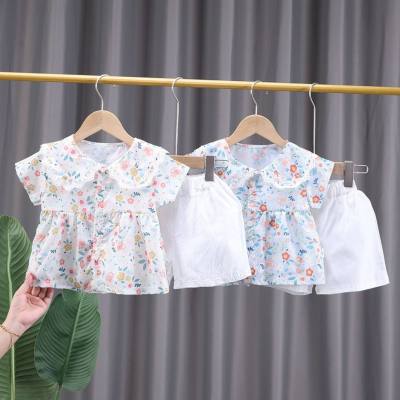 Baby clothes summer suit newborn baby girl thin style two-piece suit split floral princess skirt