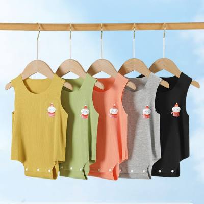 Modal baby fart clothes summer thin ice silk sleeveless vest jumpsuit baby girl triangle romper climbing clothes