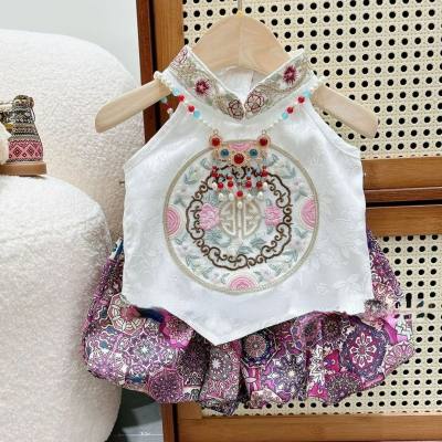 Girls summer suits baby girls fashionable embroidery children's summer two-piece suit
