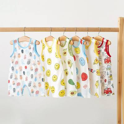 Baby jumpsuit summer pure cotton thin a type baby newborn baby fart clothes sleeveless romper