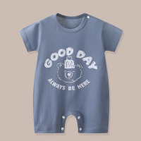 Monos para bebé, novedad de verano 2024, estilo de algodón puro, ropa para gatear al aire libre, ropa fina de manga corta para recién nacido  gris