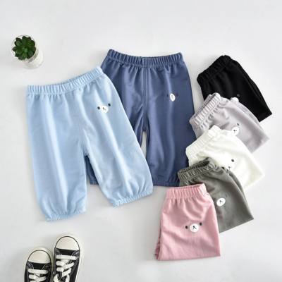 New summer children's casual pants short style soft skin-friendly summer cropped pants cute little bear boy girl style