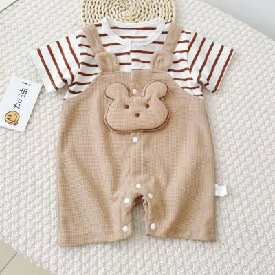 New summer baby cute cartoon cotton short-sleeved jumpsuit baby stylish trendy suspender romper