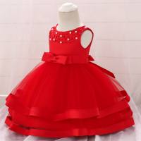 ins dress infant child dress baby princess dress bow baby one-year-old girl dress  Red