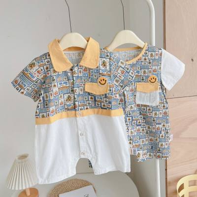 Baby clothes summer pure cotton thin jumpsuit baby boy summer super cute go out romper crawling clothes new style