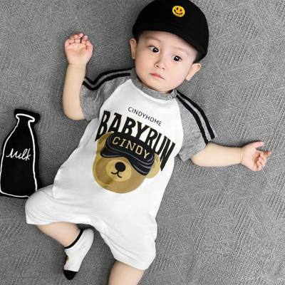 Baby jumpsuit short-sleeved summer thin cotton boy and girl baby crawling clothes newborn clothes half-sleeved stylish bear