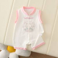 Summer new baby thin baby embroidered short-sleeved comfortable and breathable outer wear jacket  Pink