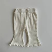 ins versione coreana dei pantaloni estivi per bambini pantaloni sottili per ragazze elastici in tinta unita a nove punti pantaloni svasati versatili per bambina  Beige