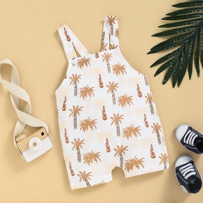 Infant and toddler boy summer style coconut tree print fashionable casual style versatile overalls