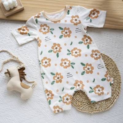 Bebê roupas de verão macacão estilo fino floral super bonito bebê menina verão ar condicionado roupas pijamas rastejando roupas