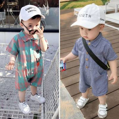 Super cute baby clothes thin children's clothes baby summer clothes denim jumpsuit clothes boys cute crawling clothes