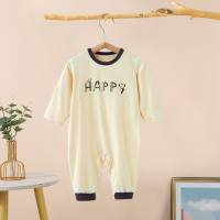 Baby jumpsuit thin modal long sleeve spring and summer cute crawling clothes baby pajamas newborn baby romper  Gray