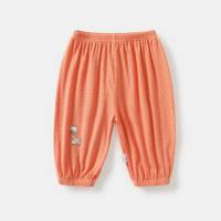 Pantalones antimosquitos para bebé, ropa fina modal de verano, pantalones de bebé de seda helada para niñas  naranja