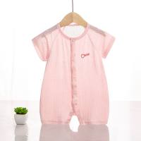 Summer baby clothes newborn jumpsuit boneless air-conditioning clothes boys and girls baby crawling clothes romper  Pink
