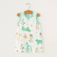Baby jumpsuit summer pure cotton thin a type baby newborn baby fart clothes sleeveless romper  Multicolor