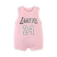 Baby jumpsuit summer clothes baby sleeveless vest baby romper baby basketball uniform newborn sportswear thin crawling clothes  Pink