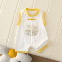 Summer new baby thin baby embroidered short-sleeved comfortable and breathable outer wear jacket  Yellow