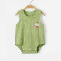 Modal baby fart clothes summer thin ice silk sleeveless vest jumpsuit baby girl triangle romper climbing clothes  Green