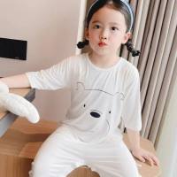 Spring and summer ultra-thin modal fabric baby jumpsuit candy color three-quarter sleeve baby long-sleeved air-conditioning clothing  White