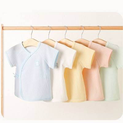 Newborn baby half back clothes newborn baby autumn clothes tops pure cotton summer thin baby short-sleeved strap monk clothes
