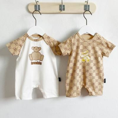 Bebê recém-nascido macacão roupas meninos e meninas bebê macacão roupas de verão de manga curta verão rastejando roupas seção fina