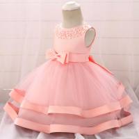 ins dress infant child dress baby princess dress bow baby one-year-old girl dress  Pink