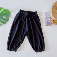 Baby pants summer thin anti-mosquito pants modal boys and girls baby big pp pants air-conditioning trousers children's fart pants  Black