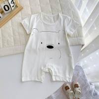 Bebé primavera y verano pijamas finos para niños máscara de bebé algodón niños niñas ropa de aire acondicionado  Blanco