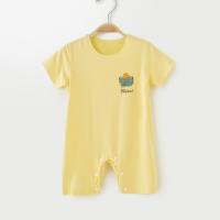 Baby-Overall Sommer dünner modaler Baby-Kurzarm-Spielanzug klimatisierte Kleidung Neugeborenenkleidung Sommer-Schlafanzug  Gelb