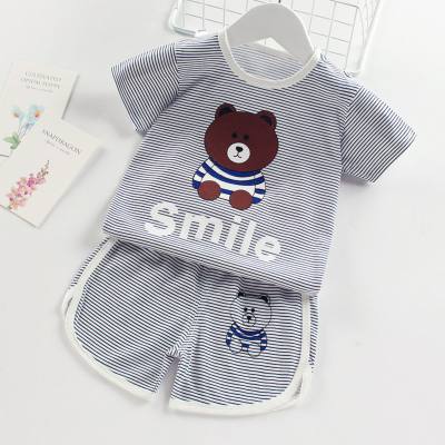 Traje de manga corta, pantalones cortos finos de verano de media manga para bebé, conjunto de ropa de bebé de dos piezas